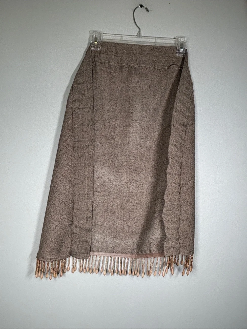 Vintage Boho Beaded Cafe Curtain / Valance Pair